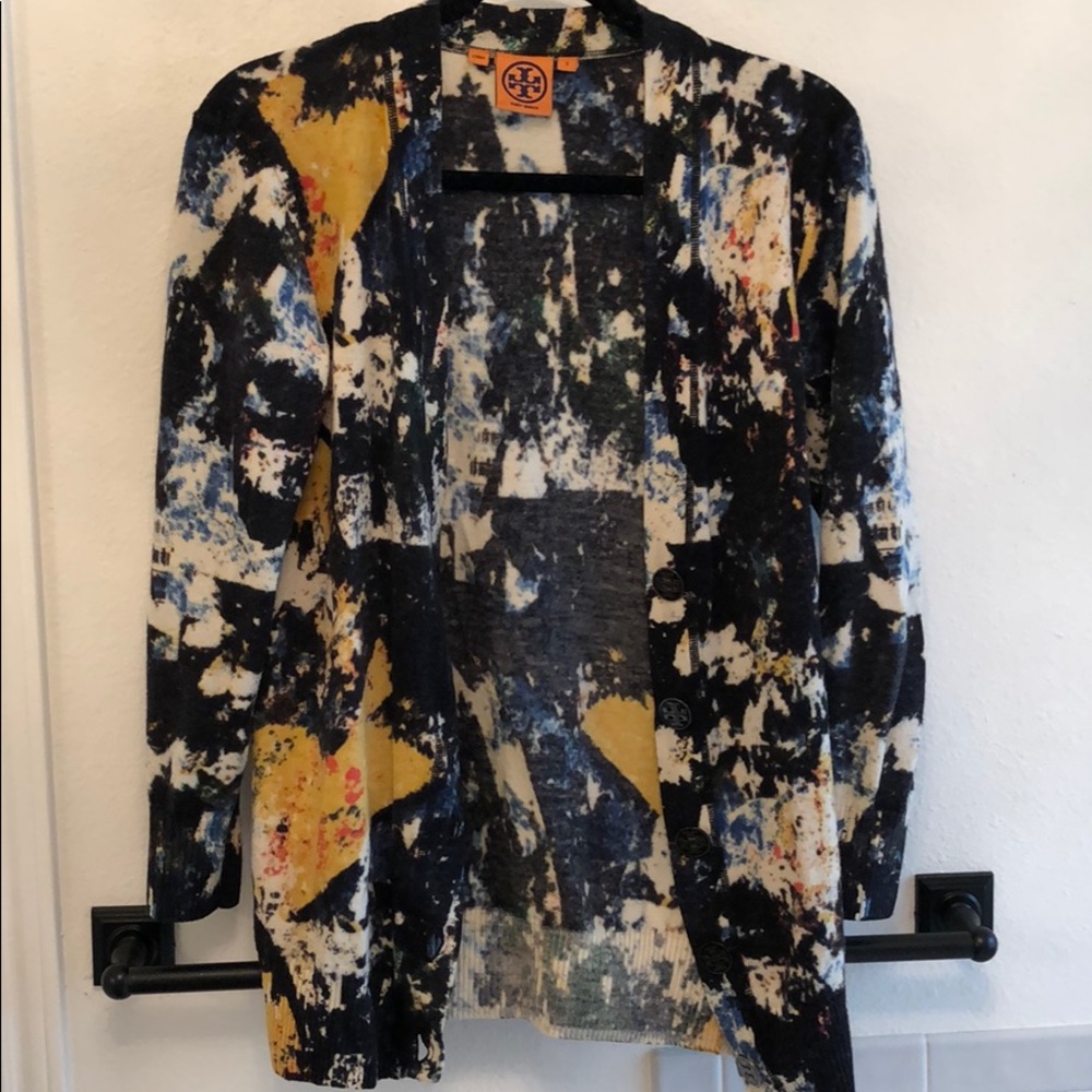 Tory Burch Cardigan in Unique Splatter Print